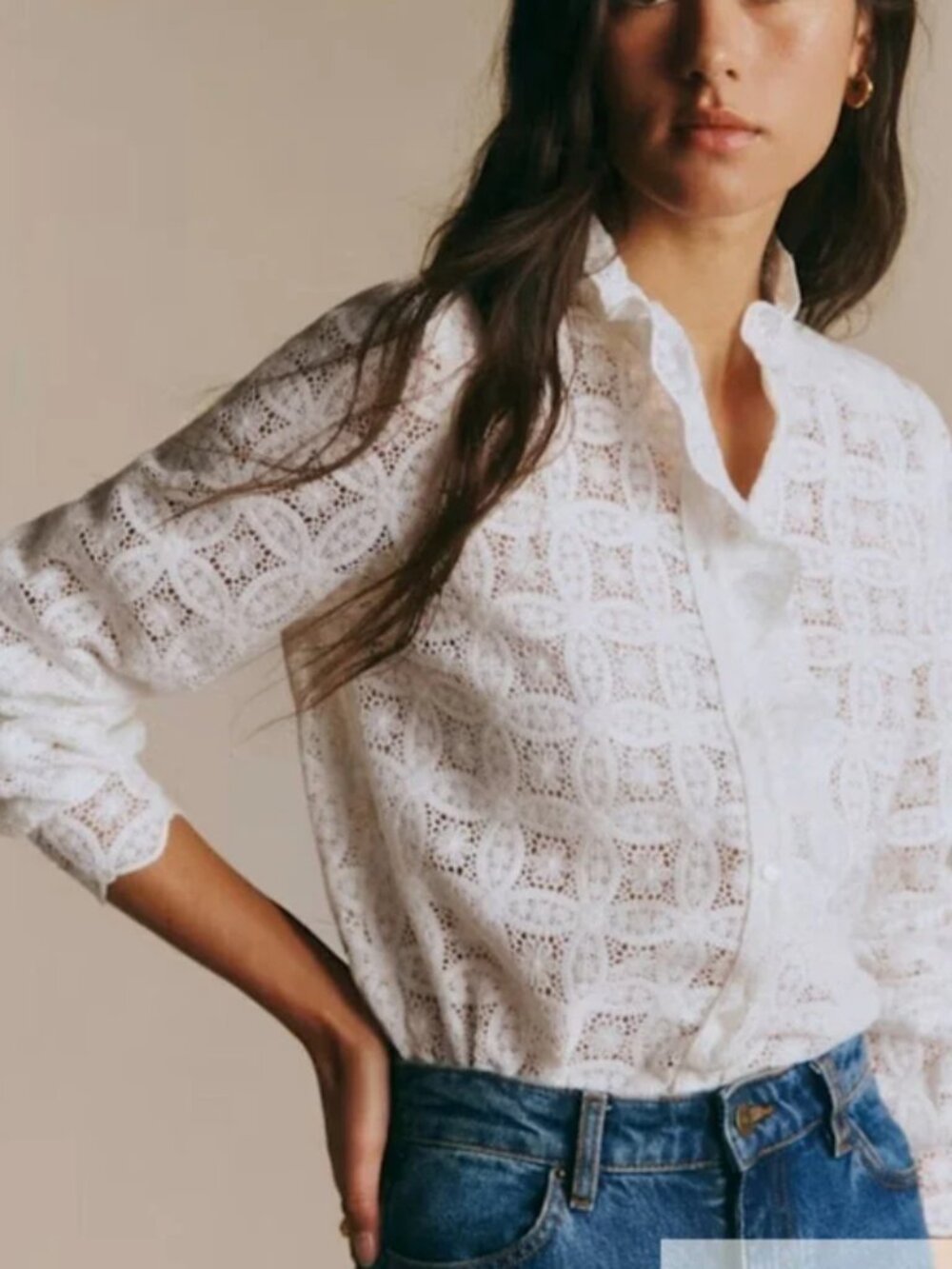 Sezane Chlo Lace Shirt in Ecru - worn twice